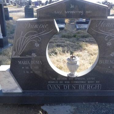 BERGH Barend Hendrik, van den 1921-1985 &amp; Maria Duma 1919-1990