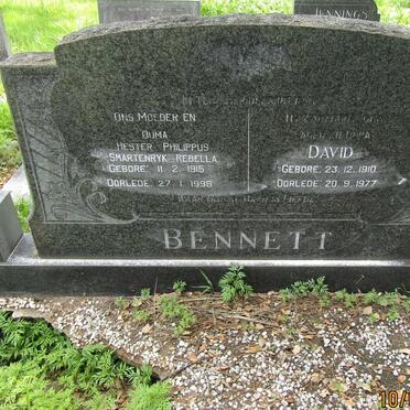 BENNETT David 1910-1977 &amp; Hester Philippus Smartenryk Rebella 1915-1998