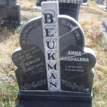 BEUKMAN Coenraad Christoffel 1924-1993 &amp; Anna Magdalena 1926-2008