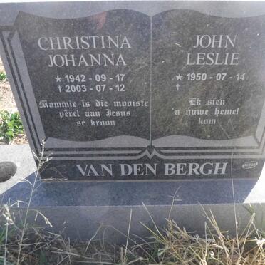 BERGH John Leslie, van den 1950- &amp; Christina Johanna 1942-2003