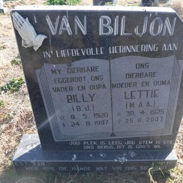 BILJON B.J., van 1920-1997 &amp; M.A.A. 1925-2007