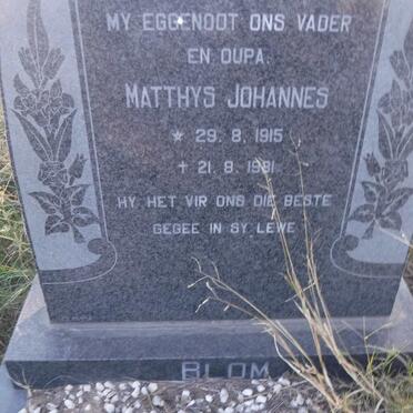 BLOM Matthys Johannes 1915-1981