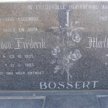 BOSSERT Antoon Frederik 1935-1993 &amp; Martha Wilhelmina 1934-2014