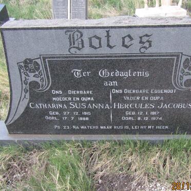 BOTES Hercules Jacobus 1917-1974 &amp; Catharina Susanna 1915-1998