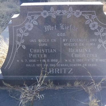 BRITZ Christian Pieter 1906-1982 &amp; Hermina Christina 1907-1981