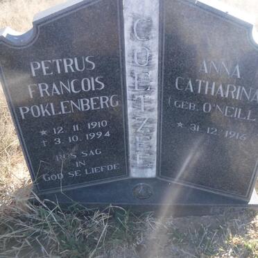 COETZEE Petrus Francois Poklenberg 1910-1994 &amp; Anna Catharina  O'NEILL 1916-