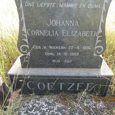 COETZEE Johanna  Cornelia Elizabeth nee V. NIEKERK 1896-1959