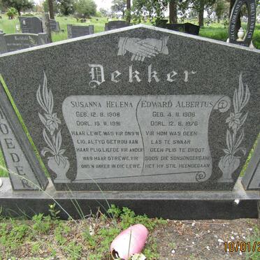 DEKKER Edward Albertus 1906-1976 &amp; Susanna Helena 1908-1991