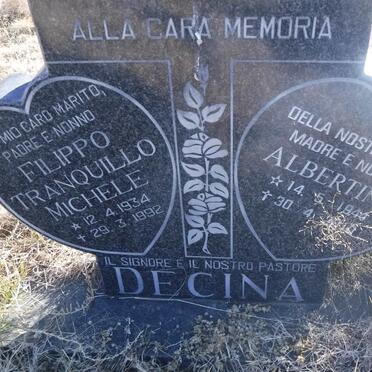 DECINA Filippo Tranquillo Michele 1934-1992 &amp; Albertina 1944-2010
