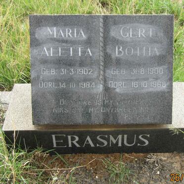 ERASMUS Gert Botha 1900-1968 &amp; Maria Aletta 1902-1984
