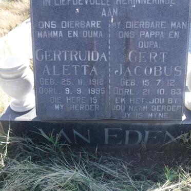 EDEN Gert Jacobus, van 1912-1983 &amp; Gertruida Aletta 1912-1995