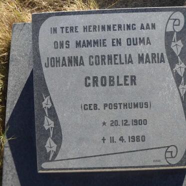 GROBLER Johanna Cornelia Maria nee POSTHUMUS 1900-1980