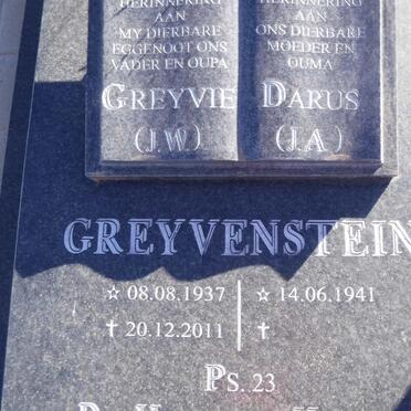 GREYVENSTEIN J.W. 1937-2011 &amp; J.A. 1941-