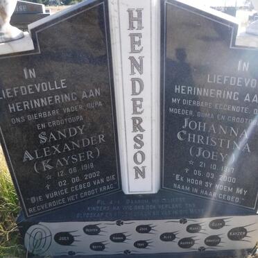 HENDERSON Sandy Alexander 1918-2002 &amp; Johanna Christina 1917-2000