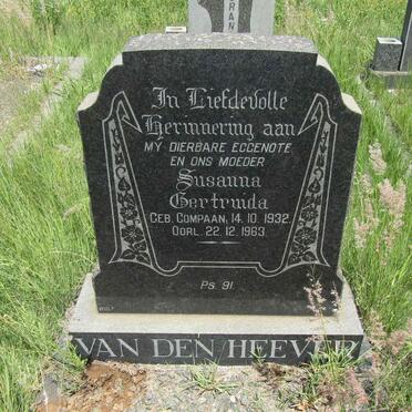 HEEVER Susanna Gertruida, van den nee COMPAAN 1932-1963
