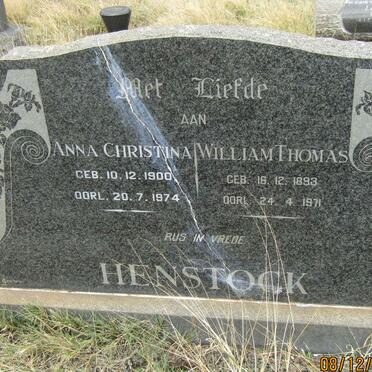 HENSTOCK William Thomas 1893-1971 &amp; Anna Christina 1900-1974