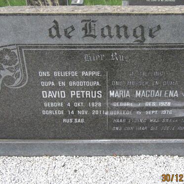 LANGE David Petrus, de 1928-2011 &amp; Maria Magdalena 1928-1976