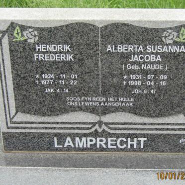 LAMPRECHT Hendrik Frederik 1924-1977 &amp; Alberta Susanna Jacoba NAUDE 1931-1998