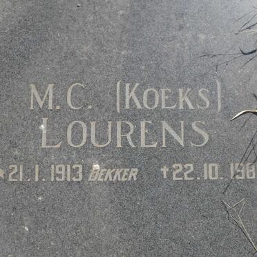 LOURENS M.C. nee BEKKER 1913-1981