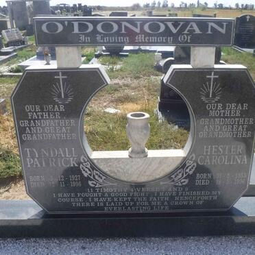 O'DONOVAN Tyndall Patrick 1927-1996 &amp; Hester Carolina 1933-1996