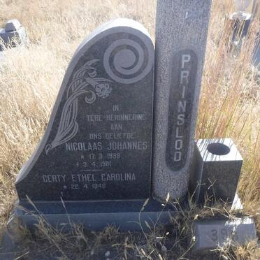 PRINSLOO Nicolaas Johannes 1938-1981 &amp; Gerty Ethel Carolina 1940-