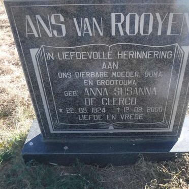 ROOYEN Anna Susanna, van nee DE CLERCQ 1924-2000