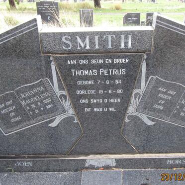 SMITH Willem Johannes 1923-1974 &amp; Johanna Magdalena 1930-2009 :: SMITH Thomas Petrus 1954-1980