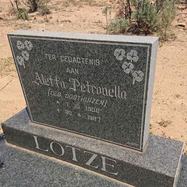 LOTZE Aletta Petronella nee OOSTHUIZEN 1906-1987