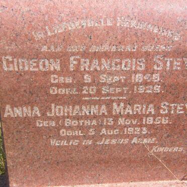 STEYN Gideon Francois 1848-1926 &amp; Anna Johanna Maria BOTHA 1856-1923