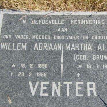 VENTER Willem Adriaan 1896-1958 &amp; Martha Aletta BRUWER 1898-