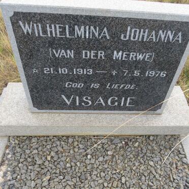 VISAGIE Wilhelmina Johanna nee VAN DER MERWE 1913-1976