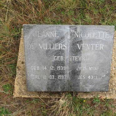 VENTER Jeanne Nicolette de Villiers nee STEYN 1939-1997