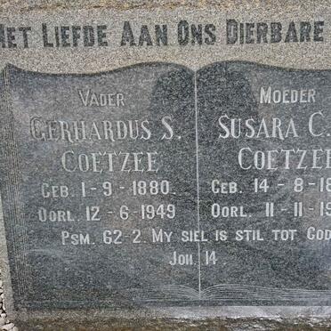 COETZEE Gerhardus S. 1880-1949 &amp; Susara C.L. 1876-1949