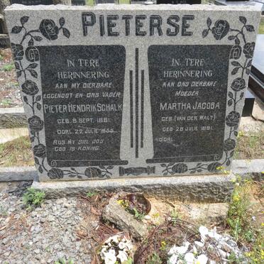 PIETERSE Pieter Hendrik Schalk 1881-1955 &amp; Martha Jacoba VAN DER WALT 1891-