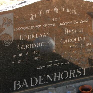 BADENHORST Herklaas Gerhardus 1908-1976 &amp; Hester Carolina 1914-1986