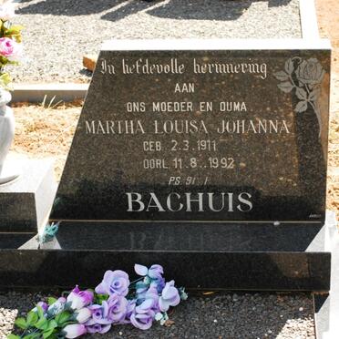 BACHUIS William John 1910-1984 &amp; Martha Louisa Johanna 1911-1992
