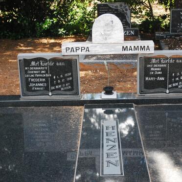 HENZEN Frederik Johannes 1936-1991 &amp; Mary-Ann 1941-1996
