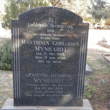 MYNHARDT Marthinus Gerhardus 1893-1960 &amp; Johanna Jacomina JANSE VAN RENSBURG 1889-1968