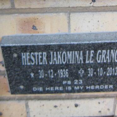 GRANGE Hester Jakomina, le 1936 - 2013