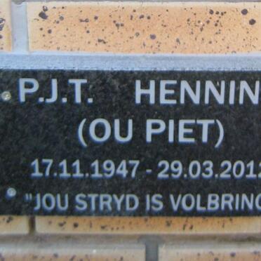 HENNING P.J.T. 1947-2012