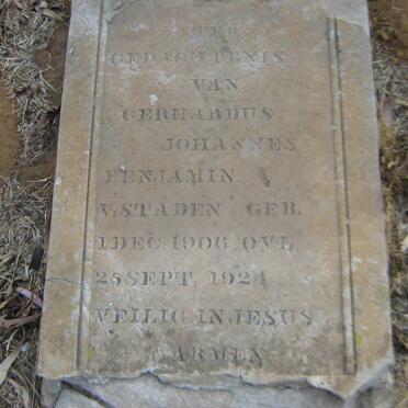 STADEN Gerhardus Johannes Benjamin, v. 1906-1924