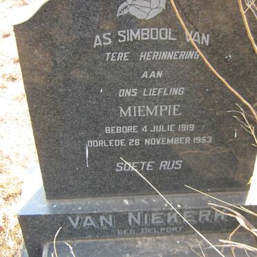 NIEKERK Miempie, van nee DELPORT 1919-1953