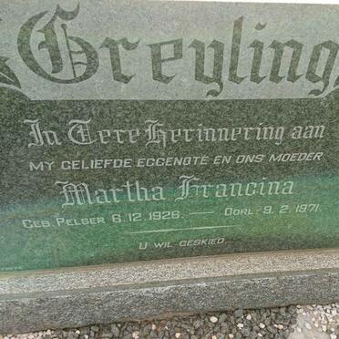 GREYLING Martha Francina 1926-1971