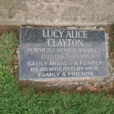 CLAYTON Lucy Alice formerly KEMP nee RIGGS 1916-2009