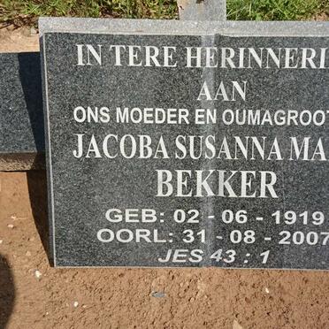 BEKKER Jacoba Susanna Maria 1919-2007