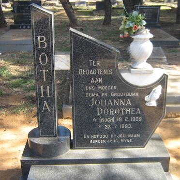 BOTHA Johannes Dorothea nee KOCH 1909-1993