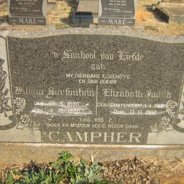 CAMPHER Willem Serfontein 1899-1980 &amp; Elizabeth Judith OOSTENDURP 1906-1962