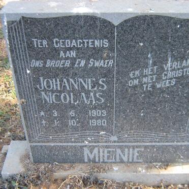 MIENIE Johannes Nicolaas 1903-1980