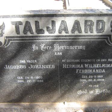 TALJAARD Jacobus Johannes 1903-1980 &amp; Hermina Wilhelmina Ferdinanda 1901-1969