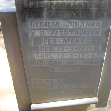 WESTHUIZEN Cecilia Johanna, van der nee MENTZ 1871-1944
